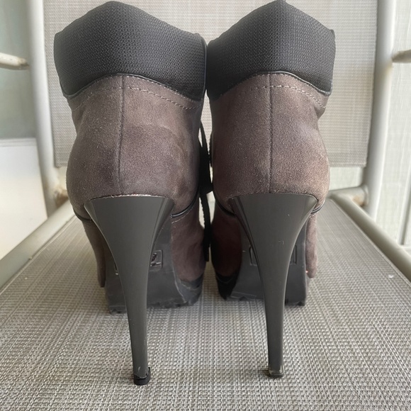 XHILARATION HIGH HEELED PLATFORM HIKING LACE UP BOOTS - Picture 7 of 11